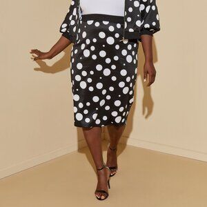 Ashley Stewart Polka Dot Pencil Skirt